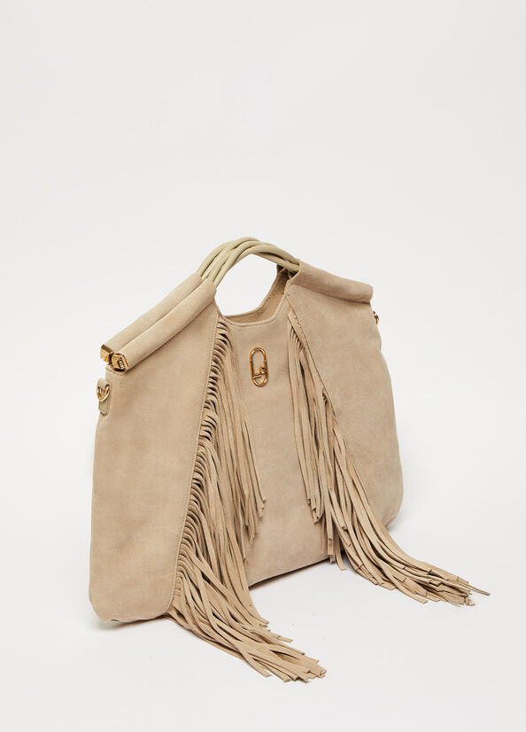 Sac À Main Liu Jo LeatherWith Fringes Femme Grise | RMD-976032