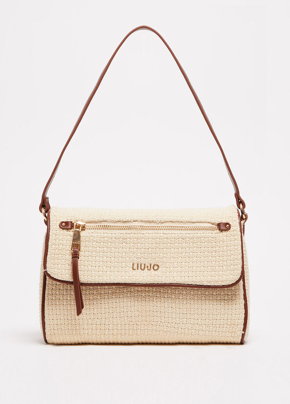 Sac À Main Liu Jo Raffia Femme Beige | FJL-423605