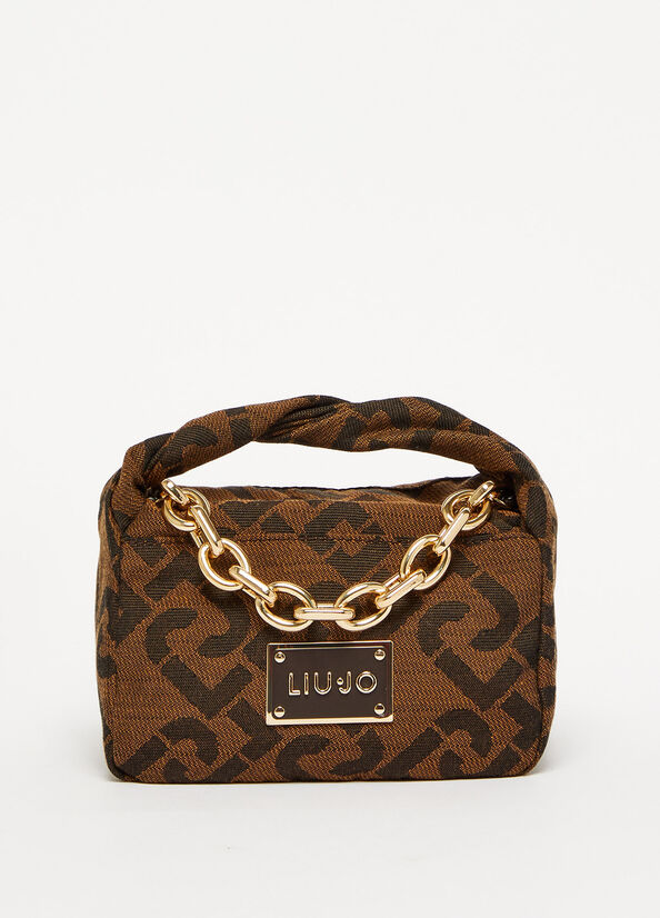 Sac À Main Liu Jo With Jacquard Logo Femme Chocolat | SOD-834967