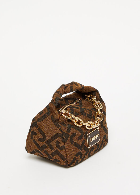 Sac À Main Liu Jo With Jacquard Logo Femme Chocolat | SOD-834967