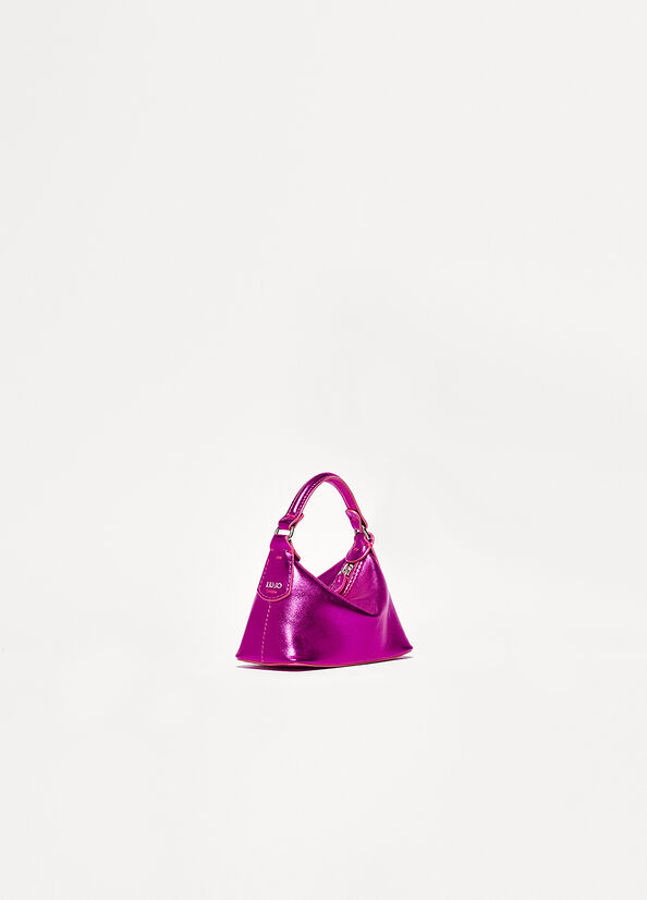 Sacs Crossbody Liu Jo Laminated Cuir Micro Hobo Femme Fushia | PEI-645809