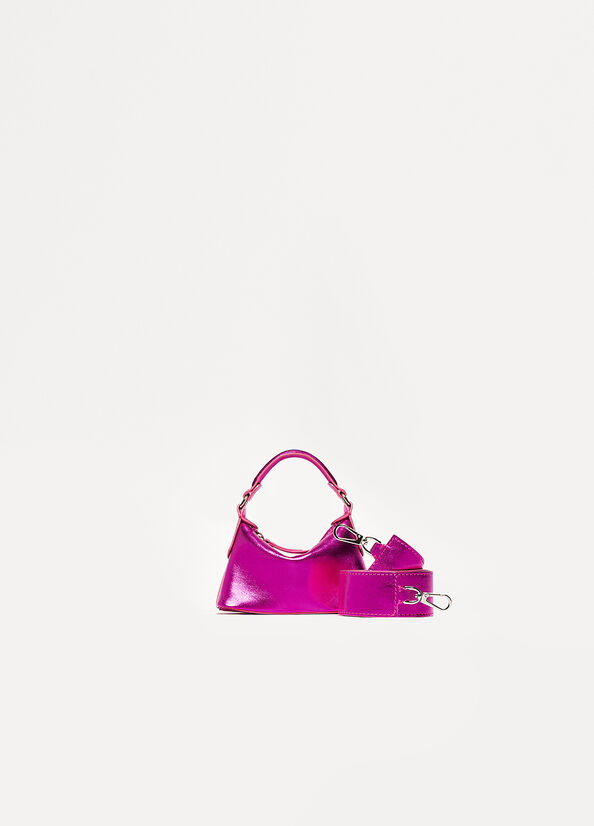 Sacs Crossbody Liu Jo Laminated Cuir Micro Hobo Femme Fushia | PEI-645809