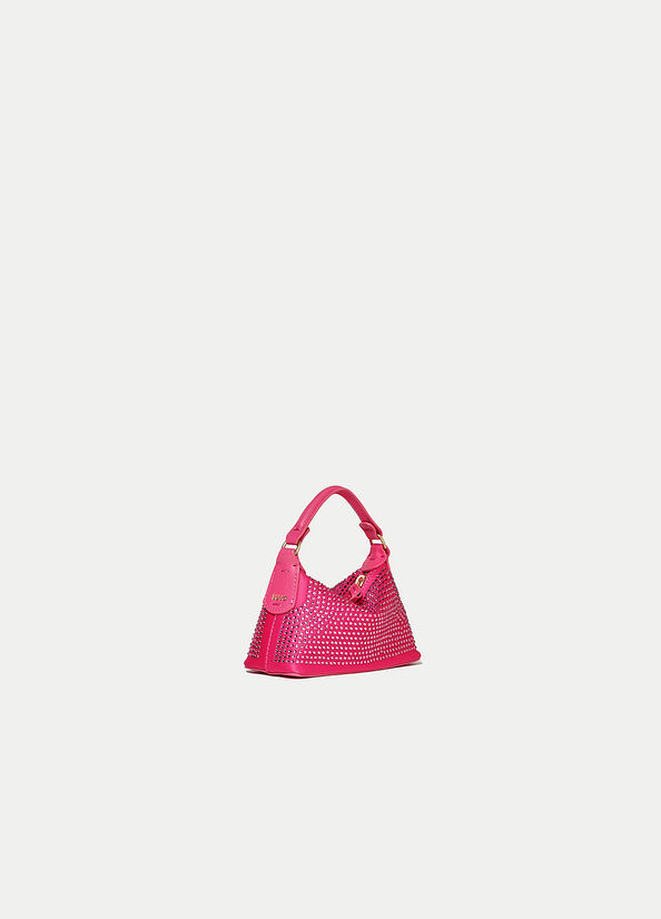 Sacs Crossbody Liu Jo Micro Hobo With Gemstones Femme Fushia | CHZ-714086