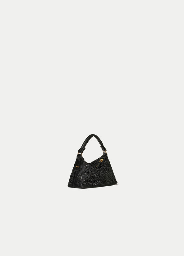 Sacs Crossbody Liu Jo Micro Hobo With Gemstones Femme Noir | LEO-031985