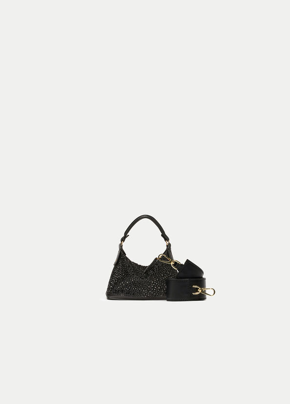 Sacs Crossbody Liu Jo Micro Hobo With Gemstones Femme Noir | LEO-031985