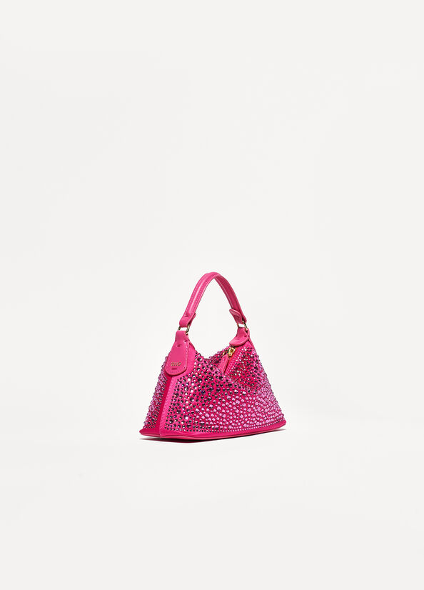 Sacs Crossbody Liu Jo Mini Hobo With Gemstones Femme Fushia | KZE-275193