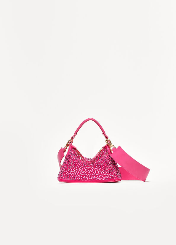 Sacs Crossbody Liu Jo Mini Hobo With Gemstones Femme Fushia | KZE-275193