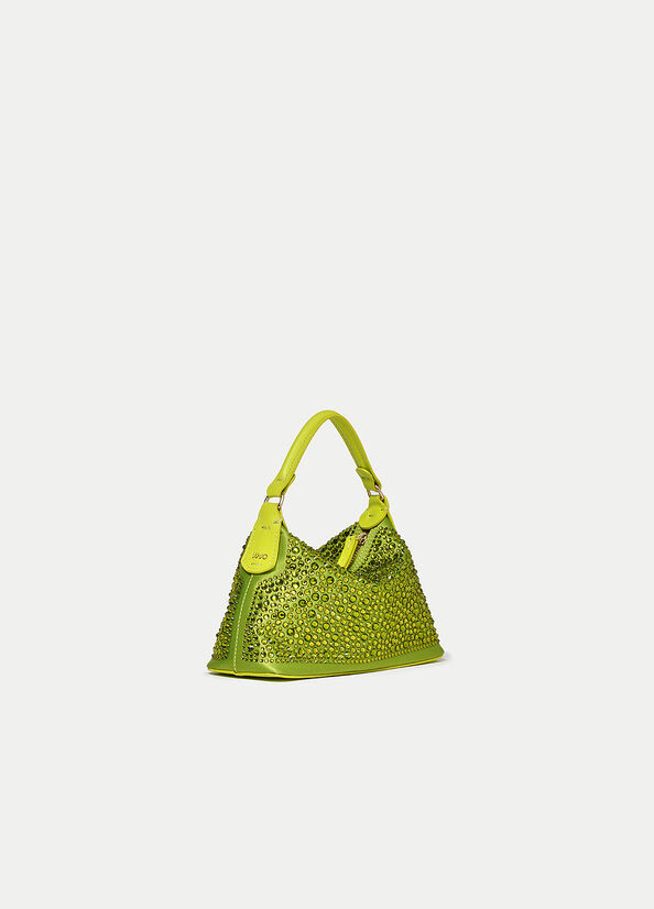 Sacs Crossbody Liu Jo Mini Hobo With Gemstones Femme Vert Clair | VKN-872460