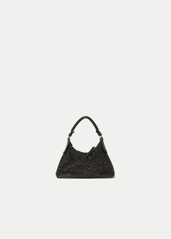 Sacs Crossbody Liu Jo Mini Hobo With Gemstones Femme Noir | VPC-451693