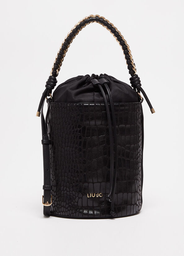 Sacs Seau Liu Jo With Crocodile Print Femme Noir | BZT-291035