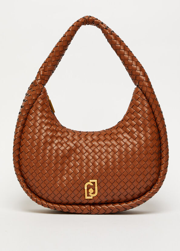 Sacs À Bandoulière Liu Jo Braided With Logo Femme Marron | BRM-894720