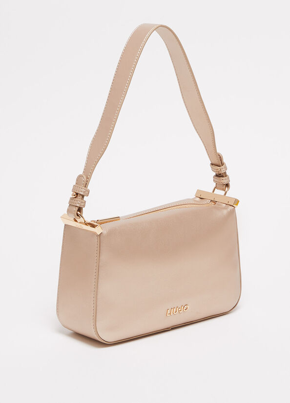 Sacs À Bandoulière Liu Jo Eco-Friendly Shoulder Femme Doré Clair | EPQ-850347