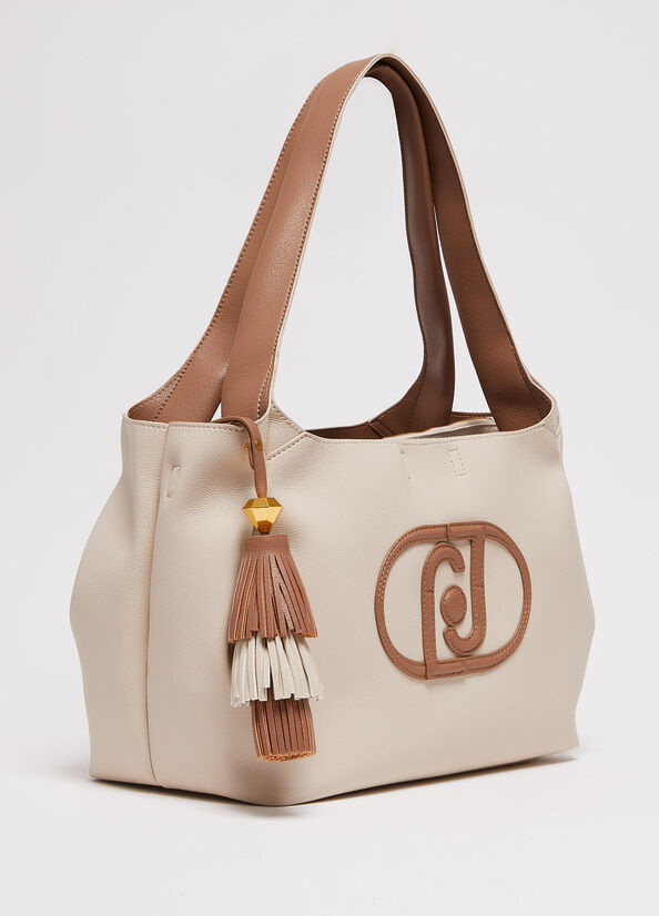 Sacs À Bandoulière Liu Jo With Logo Femme Beige | FEG-830741