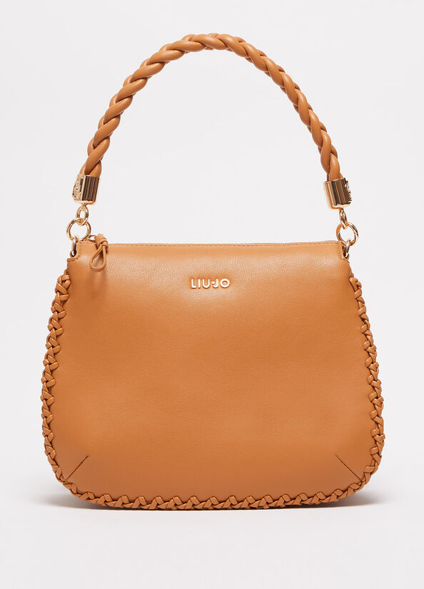 Sacs À Bandoulière Liu Jo With Logo Femme Marron Clair | PQA-946580