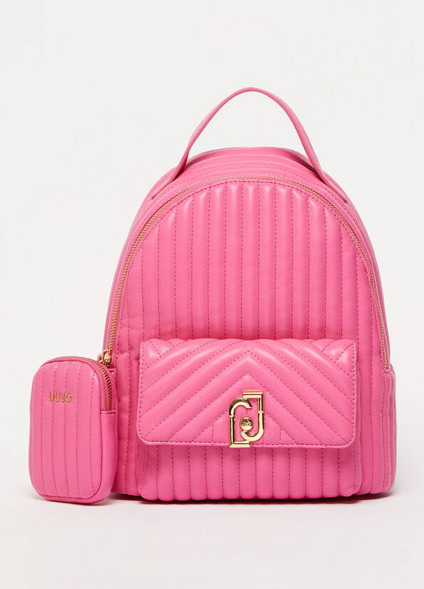 Sacs À Dos Liu Jo Eco-Friendly Matelassé Femme Rose | EHQ-614785