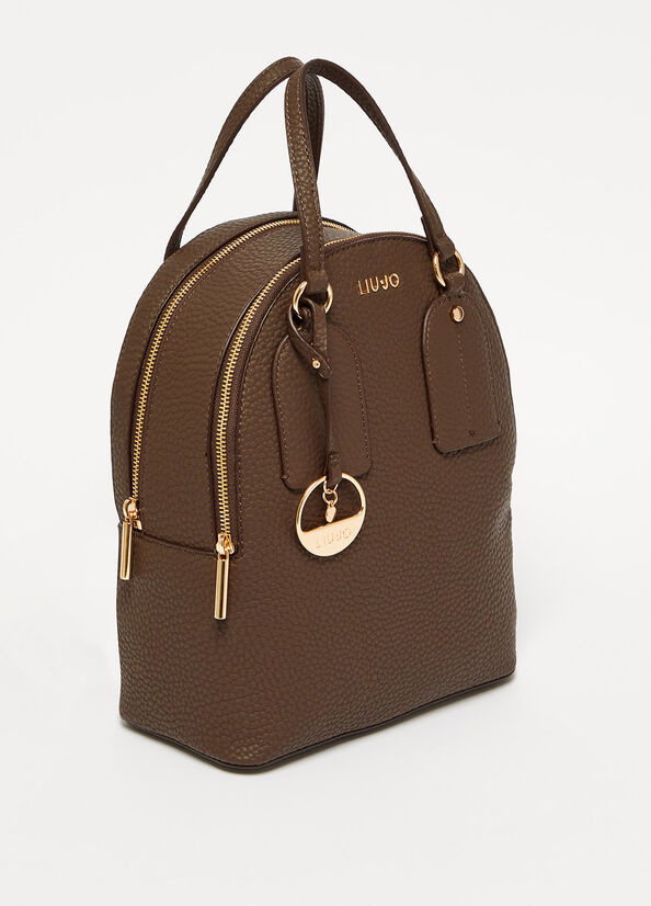 Sacs À Dos Liu Jo Eco-Friendly With Charm Femme Marron Foncé | KIP-318257