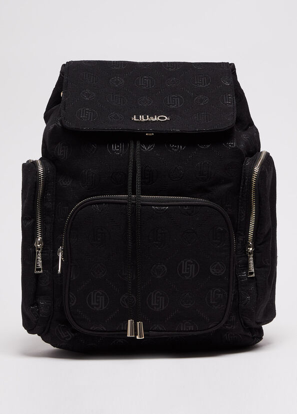 Sacs À Dos Liu Jo Monogram Femme Noir | HSE-172459