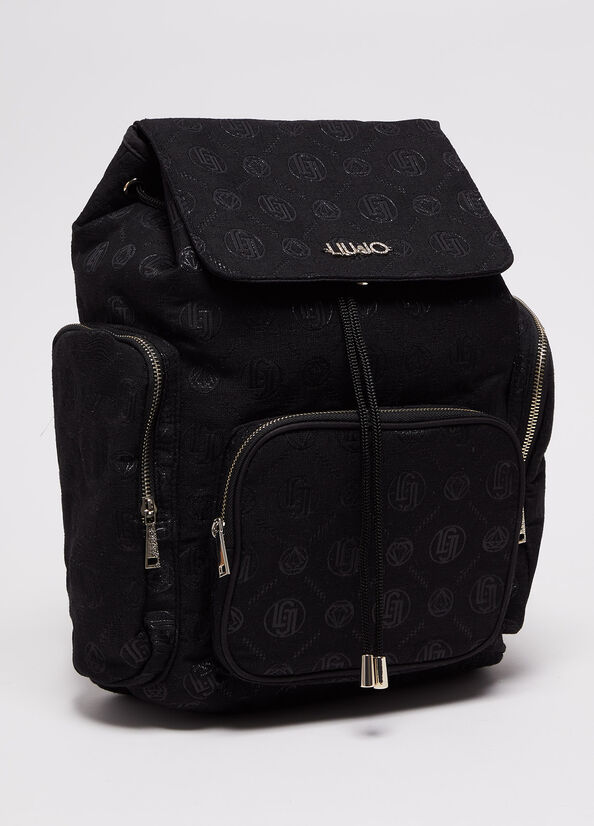 Sacs À Dos Liu Jo Monogram Femme Noir | HSE-172459