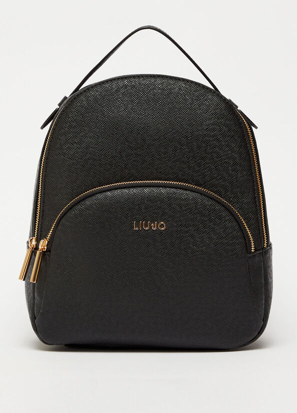 Sacs À Dos Liu Jo Rucksack With Logo Femme Noir | KUN-052137