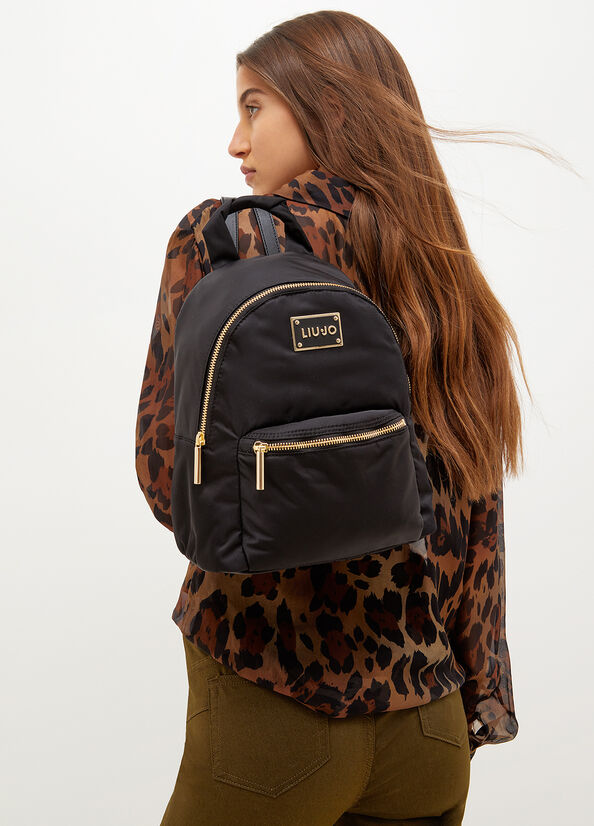 Sacs À Dos Liu Jo With Logo Femme Noir | BKA-347819