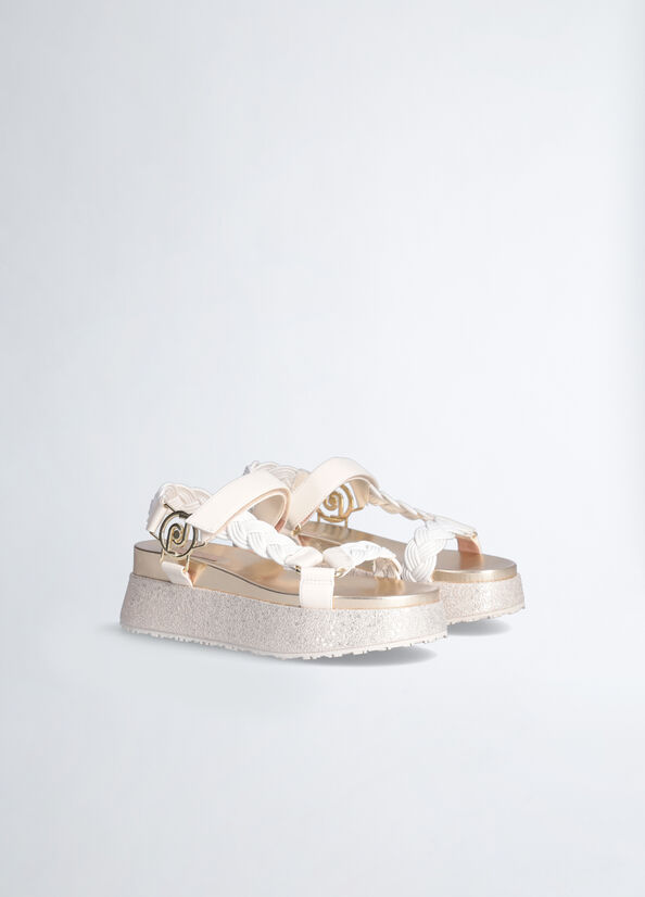 Sandales Liu Jo Plateforme With Braiding Femme Blanche | WTE-658047