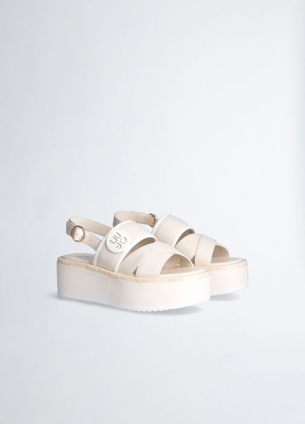 Sandales Liu Jo Plateforme With Logo Femme Blanche | OYH-437210