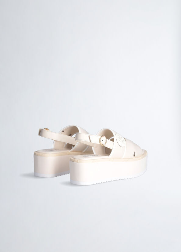 Sandales Liu Jo Plateforme With Logo Femme Blanche | OYH-437210