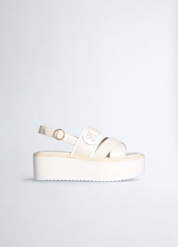 Sandales Liu Jo Plateforme With Logo Femme Blanche | OYH-437210