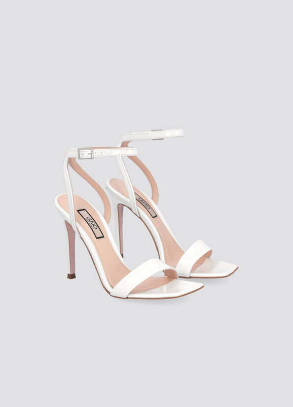 Sandales Liu Jo Vernis Cuir Talons Femme Blanche | QOV-786495