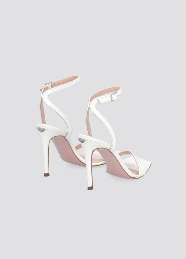 Sandales Liu Jo Vernis Cuir Talons Femme Blanche | QOV-786495