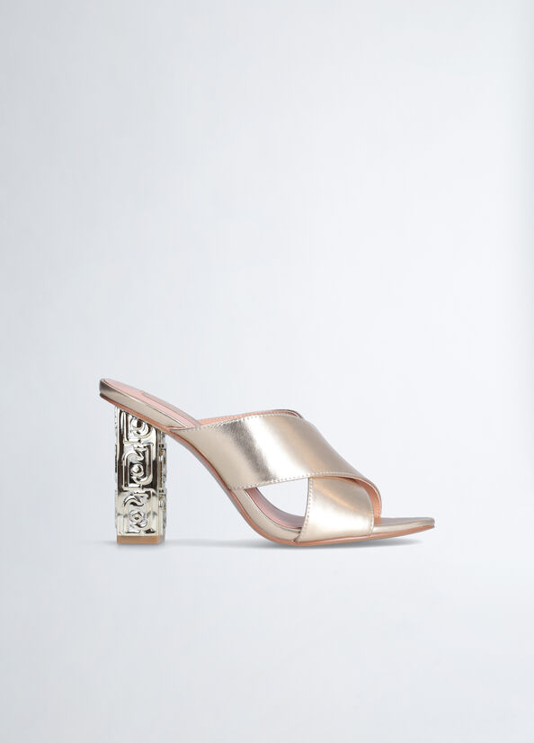 Sandales Liu Jo With Branded Heel Femme Doré Clair | ELU-604123