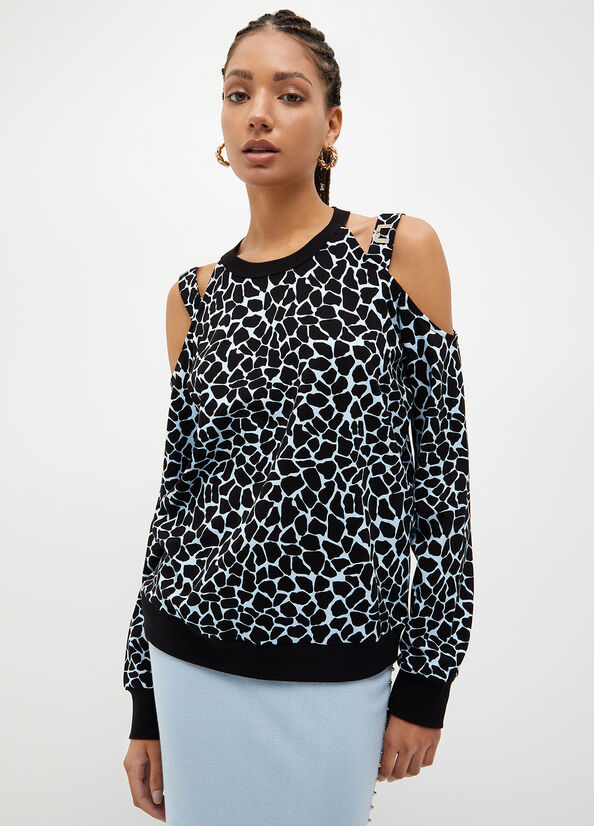 Sweats Liu Jo Animal-Print Femme Bleu | JVY-312704