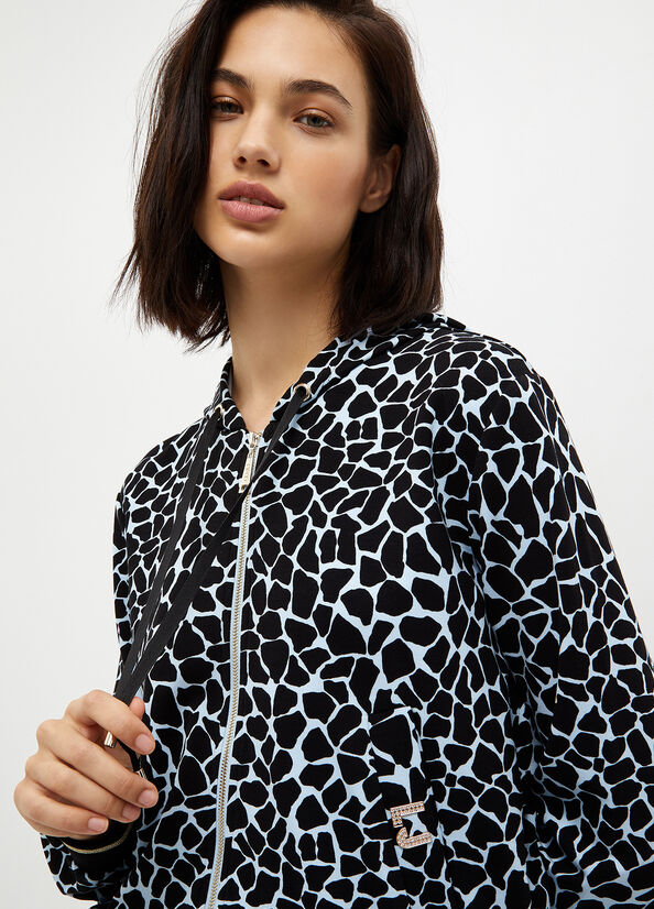 Sweats Liu Jo Animal-Print With Zip Femme Bleu | RWU-503261