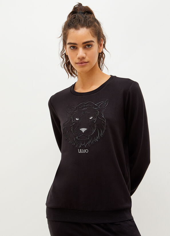 Sweats Liu Jo Eco-Friendly With Lion Femme Noir | GLW-094321