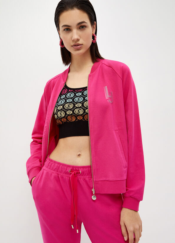 Sweats Liu Jo Eco-Friendly With Zip Femme Rose Clair | FQS-427693