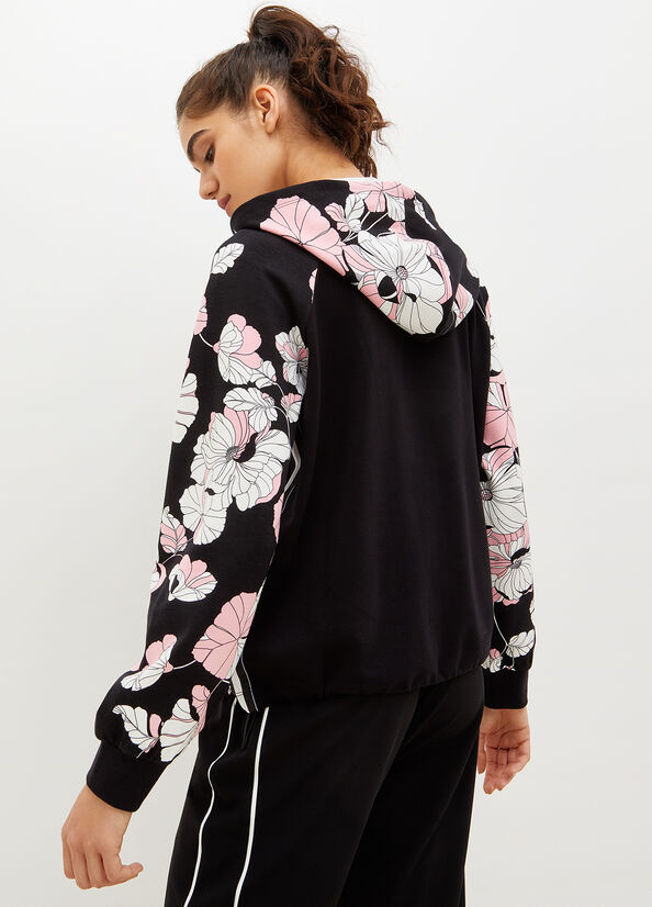 Sweats Liu Jo Encapuchonné With Floral Print Femme Noir | BDH-154279