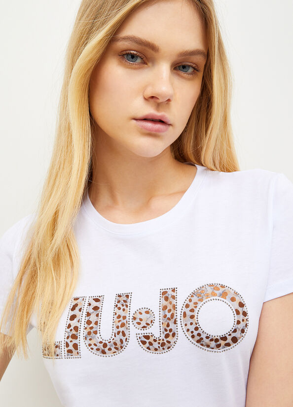 T Shirts Liu Jo Coton With Logo Femme Blanche | YBX-514890