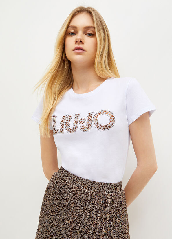 T Shirts Liu Jo Coton With Logo Femme Blanche | YBX-514890