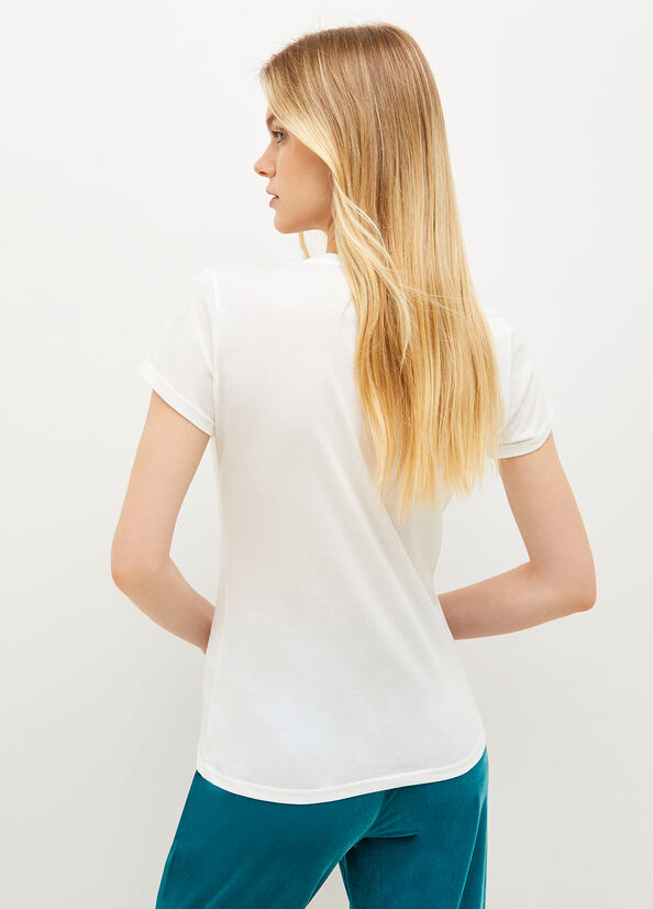 T Shirts Liu Jo Eco-Friendly Femme Blanche | DTJ-609482