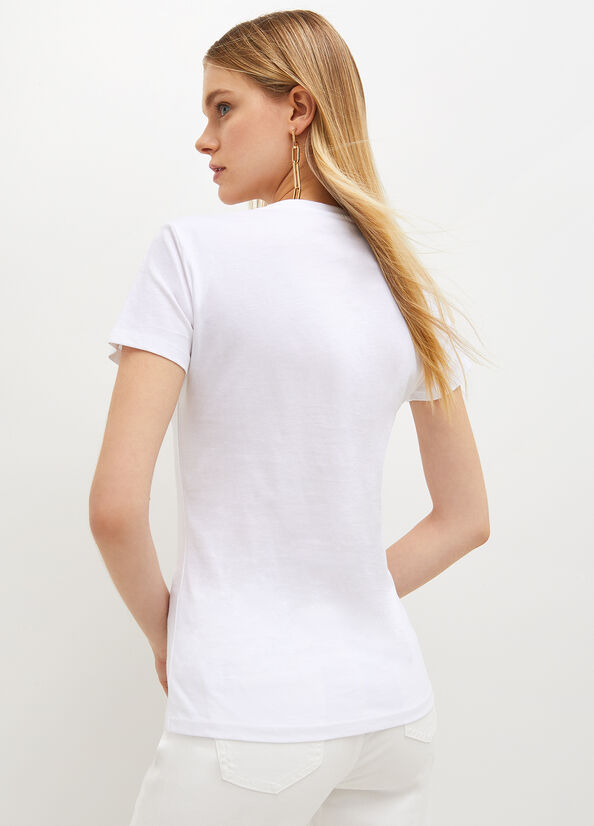 T Shirts Liu Jo Eco-Friendly Femme Blanche Rouge | YHL-180354