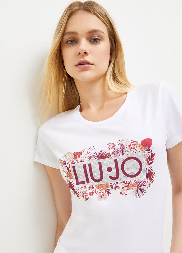 T Shirts Liu Jo Eco-Friendly Femme Blanche Rouge | YHL-180354