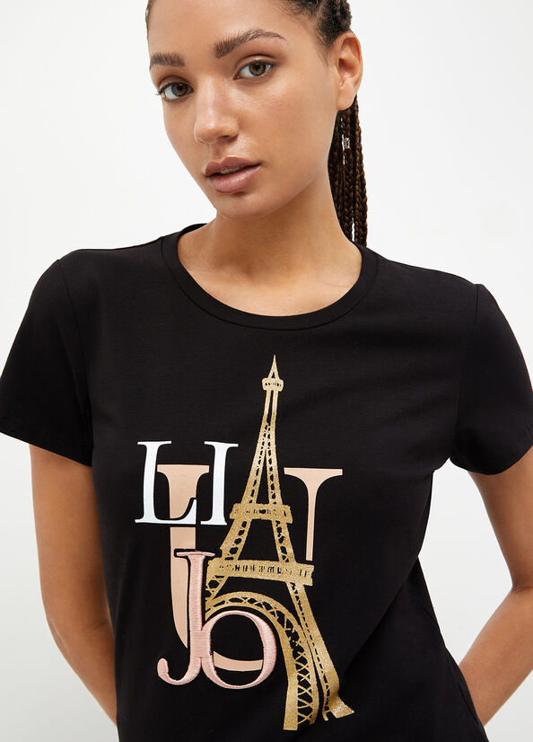 T Shirts Liu Jo Eco-Friendly Femme Noir | SVZ-902314