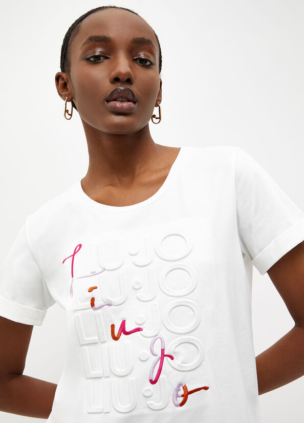 T Shirts Liu Jo Eco-Friendly With Logo Femme Blanche | CVF-758241