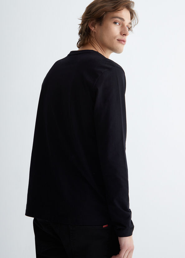 T Shirts Liu Jo Long Sleeve Homme Noir | BHZ-437891