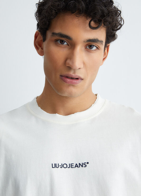 T Shirts Liu Jo Long-Sleeved Homme Blanche | RXH-623819