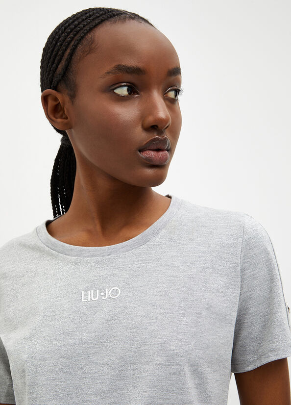 T Shirts Liu Jo Lurex® Jersey Femme Grise | HGU-823170