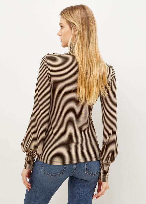 T Shirts Liu Jo Rayé Turtleneck Femme Marron | GZP-819502