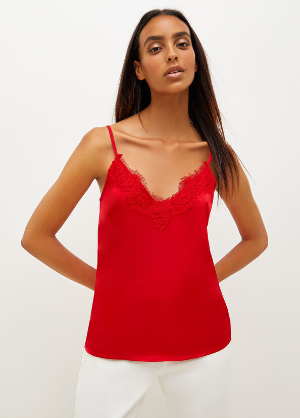 T Shirts Liu Jo Satin Lingerie Femme Rouge | YWB-843672