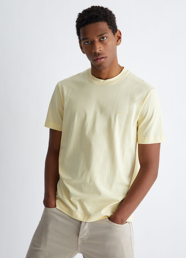 T Shirts Liu Jo Silk Blend Homme Jaune Clair | AWT-683415