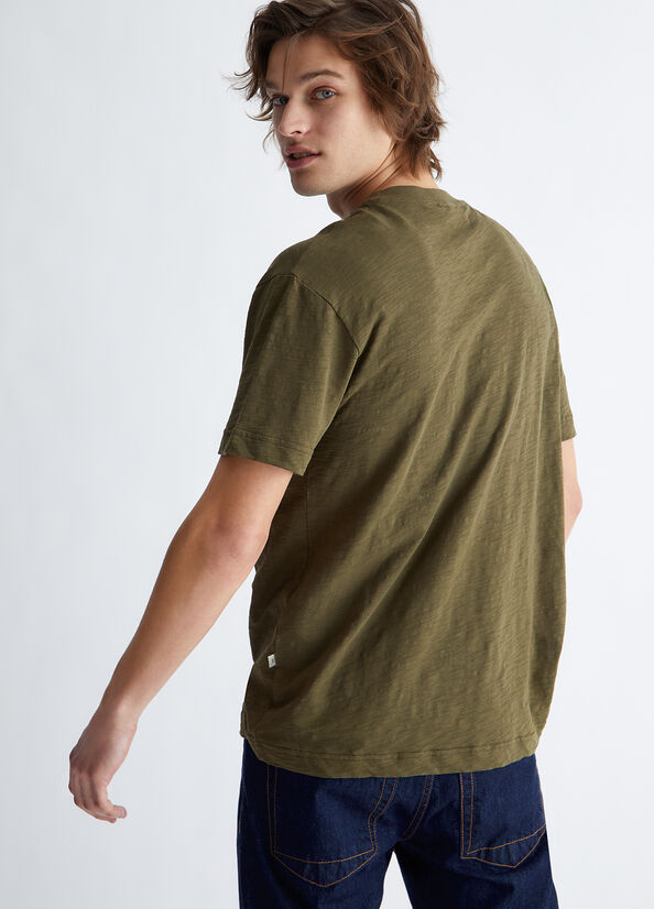 T Shirts Liu Jo Slub Coton Homme Vert | OZE-794025